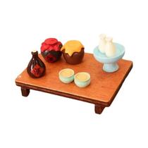 Conjunto De Modelos De Comida Para Casa De Bonecas Em Miniatura, Mesa Baixa Quadrada, Jarro De