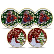 Conjunto de moedas Challenge Santa Merry Christmas, 5 unidades com estojo