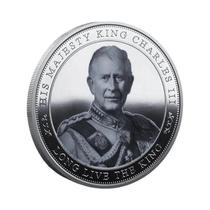 Conjunto De Moedas Comemorativas Banhadas a Prata Charles III Suporte Para Chaveiro Real Do Reino
