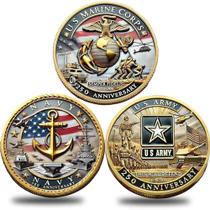 Conjunto de moedas comemorativas SNKVAUP USMC 250º aniversário x3