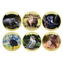 Conjunto de moedas de ferro x6 comemorativo de animais selvagens raros da Austrália