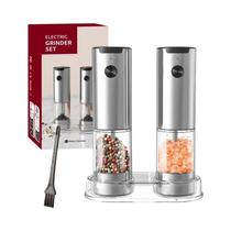 Conjunto De Moedores Elétricos Ajustáveis De Sal E Pimenta Com Luz LED Para Cozinha 1/2 Peças