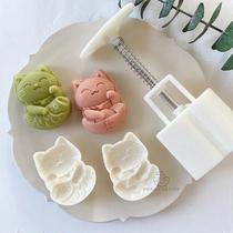 Conjunto De Molde De Mooncake De Gato Da Sorte, 2 Peças, Ferramentas De Cozimento De Ano Novo,