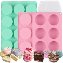 Conjunto de moldes Cake Puck HUAKENER, pacote com 3, 2 raspadores de silicone Conjunto de moldes Cake Puck HUAKENER, pacote com 3, 2 raspadores de silicone