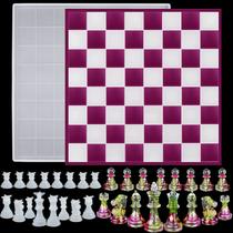 Conjunto de moldes Chess ResinWorld com tabuleiro de xadrez de 12 polegadas e 16 peças