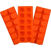 Conjunto de moldes de abóbora de silicone de 3 peças - 12 cavidades, cor laranja