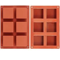 Conjunto de moldes de bolo quadrados de silicone de 2 peças para mousse e sobremesas. Conjunto de moldes de bolo quadrados de silicone de 2 peças para mousse e sobremesas.