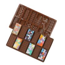 Conjunto de moldes de chocolate de silicone com 15 padrões para assar e decorar Conjunto de moldes de chocolate de silicone com 15 padrões para assar e decorar