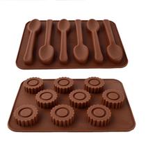 Conjunto de moldes de colher e engrenagem de silicone de 2 peças para panificação e artesanato Conjunto de moldes de colher e engrenagem de silicone de 2 peças para panificação e artesanato