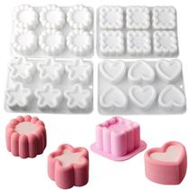 Conjunto de moldes de mousse de silicone de 4 peças para bolos e sobremesas Conjunto de moldes de mousse de silicone de 4 peças para bolos e sobremesas