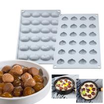 Conjunto de moldes de silicone 3D para mousse de framboesa e castanha para assar Conjunto de moldes de silicone 3D para mousse de framboesa e castanha para assar