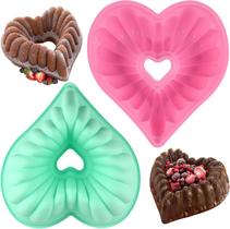 Conjunto de moldes de silicone em forma de coração - 2 peças para assar Conjunto de moldes de silicone em forma de coração - 2 peças para assar