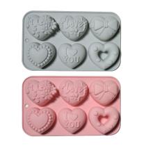 Conjunto de moldes de silicone em forma de coração - 2 peças para chocolates e sutiã Conjunto de moldes de silicone em forma de coração - 2 peças para chocolates e sutiã