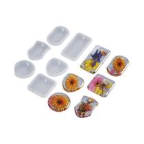 Conjunto De Moldes De Silicone Para Pingente De Chaveiro DIY 1/6/10pcs Resina Epóxi Cristal Redonda