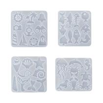 Conjunto De Moldes De Silicone Para Resina Com Tema Vida Marinha: Brincos, Chaveiro De Conjunto De Moldes De Silicone Para Resina Com Tema Vida Marinha: Brincos, Chaveiro De