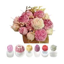 Conjunto De Moldes De Silicone Para Velas Em Formato De Buquê Floral: Peônia, Rosa, Coração E Botão Conjunto De Moldes De Silicone Para Velas Em Formato De Buquê Floral: Peônia, Rosa, Coração E Botão