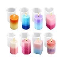 Conjunto De Moldes De Silicone Reutilizáveis Para Velas Com 8 Formas: Cilíndrico, Hexágono, Conjunto De Moldes De Silicone Reutilizáveis Para Velas Com 8 Formas: Cilíndrico, Hexágono,