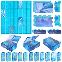 Conjunto de moldes de silicone Vakoo Domino com grande caixa de resina