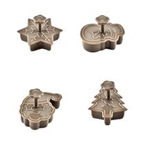 Conjunto De Moldes Para Biscoitos De Natal Em Plástico, Quatro Peças, Ferramentas Criativas Para