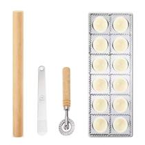 Conjunto de moldes para bolinhos de massa de 12 cavidades com rolo e ferramentas de aço inoxidável Conjunto de moldes para bolinhos de massa de 12 cavidades com rolo e ferramentas de aço inoxidável