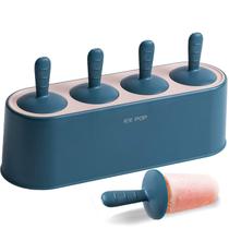 Conjunto de moldes para picolé de silicone caseiro WYOK com 4 picolés Conjunto de moldes para picolé de silicone caseiro WYOK com 4 picolés