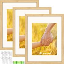 Conjunto de molduras para fotos AURALYN Wood 30,5 x 40,6 cm com tapete, pacote com 3 Conjunto de molduras para fotos AURALYN Wood 30,5 x 40,6 cm com tapete, pacote com 3