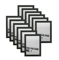 Conjunto de molduras para fotos com acabamento em madeira preta de 12 x 6 polegadas