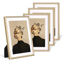 Conjunto de molduras para fotos Fkvat Matted Brass Aluminium 5x7 (pacote com 4)