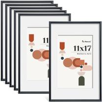 Conjunto de molduras para fotos Fun Memories 11x17 para 8x12 com tapete, pacote com 6
