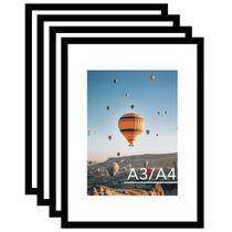 Conjunto de molduras para fotos JCJMY A3, pacote com 4, preto, tapete A4 e acrílico