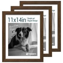 Conjunto de molduras para fotos TENIBYC Classic Brown Wood 11x14 - pacote com 3 Conjunto de molduras para fotos TENIBYC Classic Brown Wood 11x14 - pacote com 3