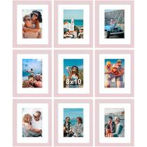Conjunto de molduras para fotos Vittanly 8x10 rosa para parede e mesa, 9 unidades