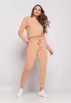 Conjunto De Moletinho Com Casaco Gola Canoa E Calça Jogger Bege Salvatore Fashion Conjunto De Moletinho Com Casaco Gola Canoa E Calça Jogger Bege Salvatore Fashion