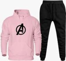 conjunto de moletom agasalho blusa e calça super-herois estampado quentinho inverno