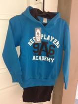 conjunto de moletom azul e preto numero 8