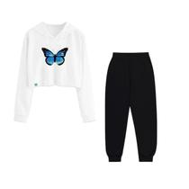 conjunto de moletom blusa cropped e calça jogger confortavel moderno