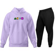 Conjunto de Moletom Blusa de Frio Canguru Capuz Calça Jogger