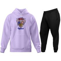 Conjunto de Moletom Blusa de Frio Canguru Capuz Calça Jogger Relaxado