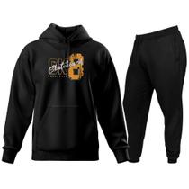 Conjunto de Moletom Blusa de Frio Canguru Capuz Calça Jogger Relaxado