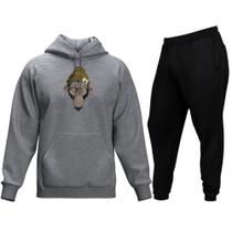 Conjunto De Moletom Blusa e Calça De Inverno Modelo Canguru