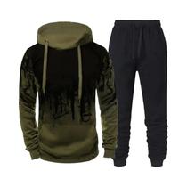 Conjunto De Moletom Camuflado Masculino Outono Inverno Com Capuz E Calças Para Esportes E Corrida Conjunto De Moletom Camuflado Masculino Outono Inverno Com Capuz E Calças Para Esportes E Corrida
