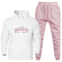 Conjunto de Moletom Canguru Flanelado Com Calça Confortavel Estampa Brooklyn New York Dias Frios Conjunto de Moletom Canguru Flanelado Com Calça Confortavel Estampa Brooklyn New York Dias Frios
