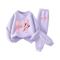 Conjunto De Moletom Casual De Duas Peças Com Capuz E Calça De Manga Comprida Com Estampa Disney Para