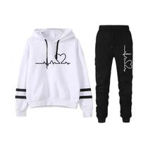 Conjunto De Moletom Casual Feminino Com Listras, Alta Qualidade, Moletom E Calças, Ajuste Solto,