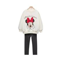 Conjunto De Moletom Casual Para Menina Com Estampa Da Minnie Mouse, Manga Longa, Outono