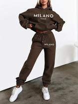 Conjunto De Moletom Casual Para Mulheres, Hoodie De Hip Hop, 2 Peças, Roupas Para Atividades Ao Ar Conjunto De Moletom Casual Para Mulheres, Hoodie De Hip Hop, 2 Peças, Roupas Para Atividades Ao Ar