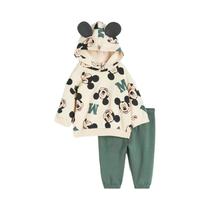 Conjunto De Moletom Com Capuz E Calça Infantil Mickey Cartoon De Manga Comprida, Roupa Esportiva
