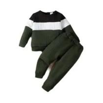 Conjunto De Moletom Com Capuz E Calças Em Cores Contrastantes Para Meninos De 1 a 6 Anos, Moda