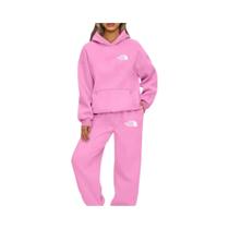 Conjunto De Moletom Com Capuz Feminino De Alta Qualidade Estampa Casual Em Duas Peças