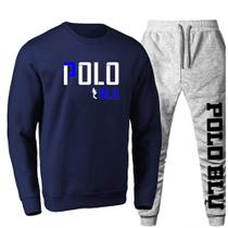 Conjunto de Moletom com Capuz Polo Blu Algodão